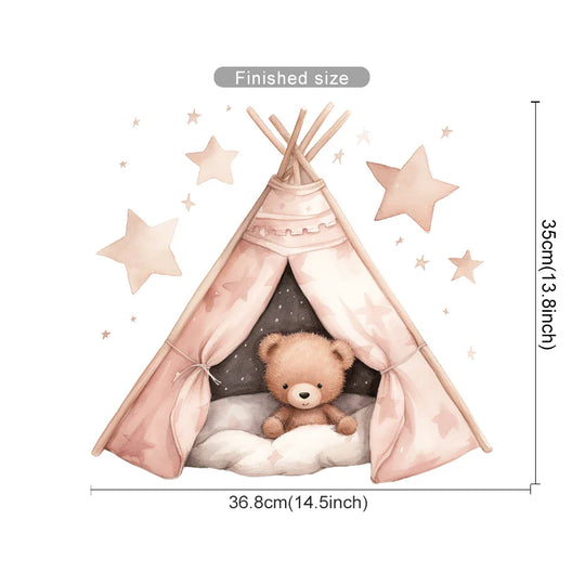 Cute Teddy Bear Teepee Wall Decals