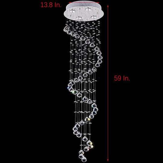 Multi-Spiral Contemporary Metal Crystal Chandelier