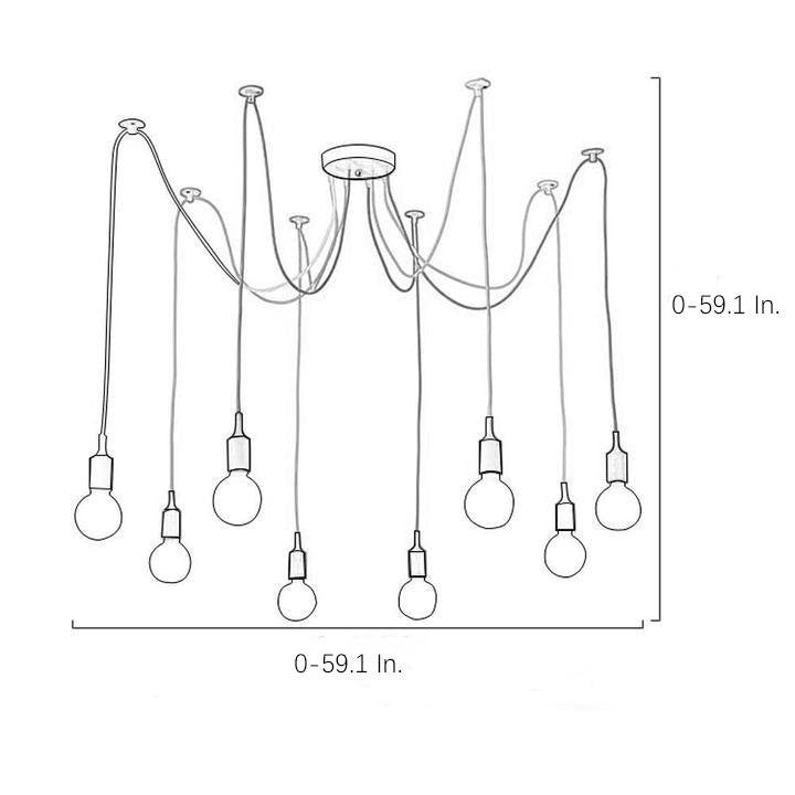 Cluster Spider Pendant Lighting 10 Heads DIY Adjustable Ceiling Light