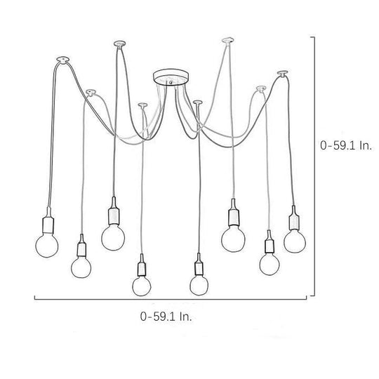 Cluster Spider Pendant Lighting 10 Heads DIY Adjustable Ceiling Light