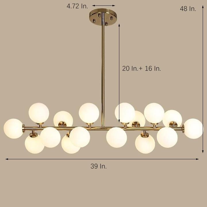 Modern Gold 16-Light Kitchen Island LED Chandelier