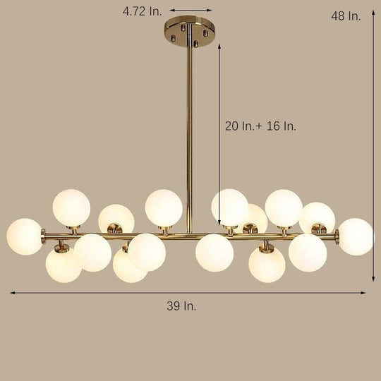 Modern Gold 16-Light Kitchen Island LED Chandelier