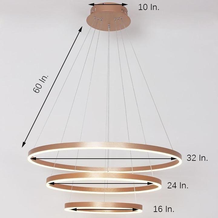 Three-Ring Chic Modern Metal Foyer LED Chandelier