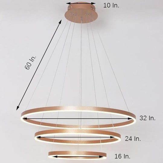 Three-Ring Chic Modern Metal Foyer LED Chandelier