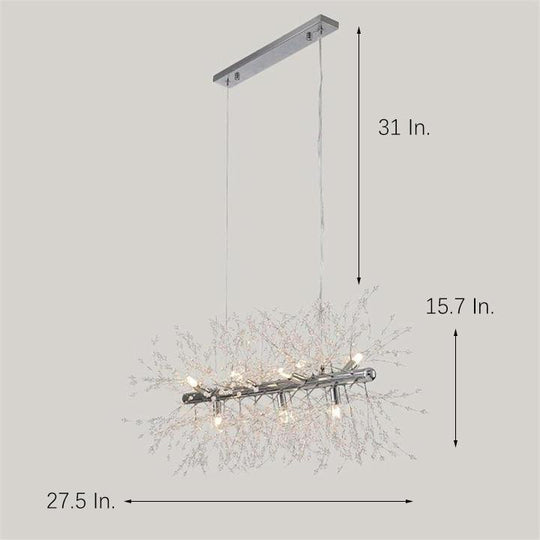 Luxury Modern LED Pendant Light – Electroplated Metal & Crystal Branch Design