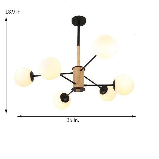 Mini Style 6 Lights Glass LED Modern Sputnik Chandelier