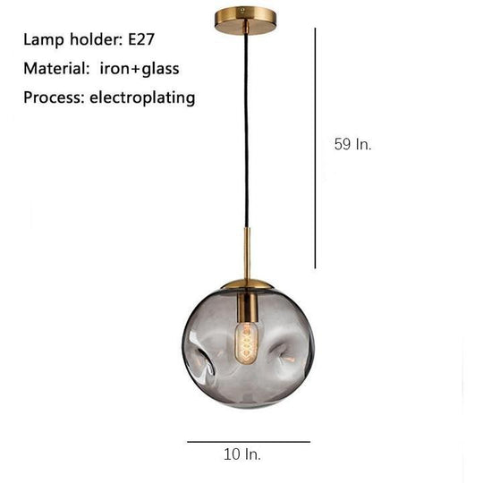 Electroplated Glass Globe Pendant Light – Modern LED Hanging Lamp