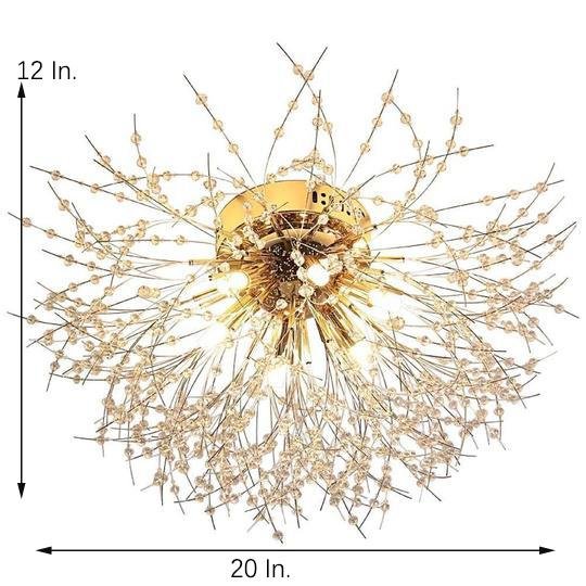 Classic Crystal Branch LED Flush Mount Ceiling Light with 6 Bulbs