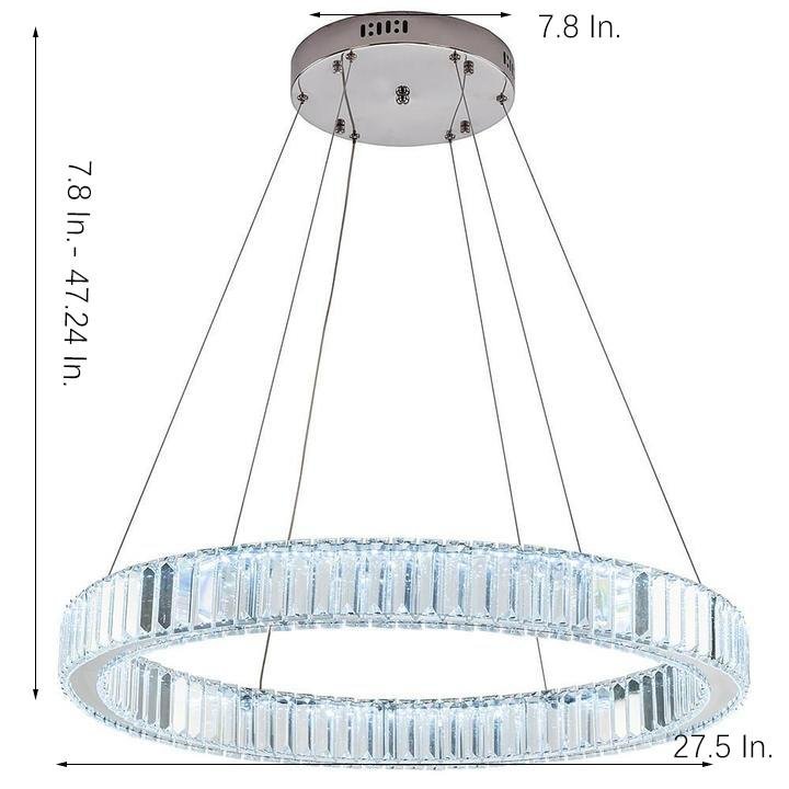 Luxury 1-Light Ring Shaped Wagon Wheel Crystal LED Chandelier – Gold Finish