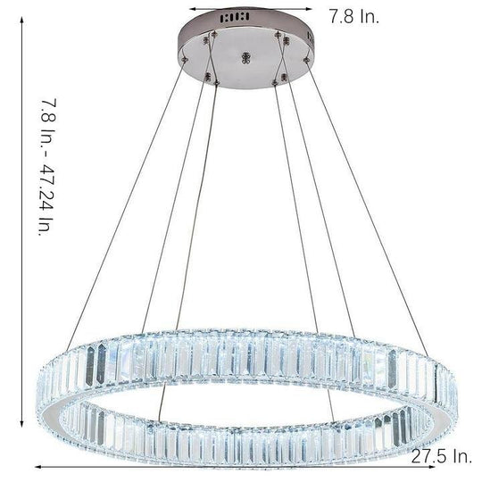 Luxury 1-Light Ring Shaped Wagon Wheel Crystal LED Chandelier – Gold Finish