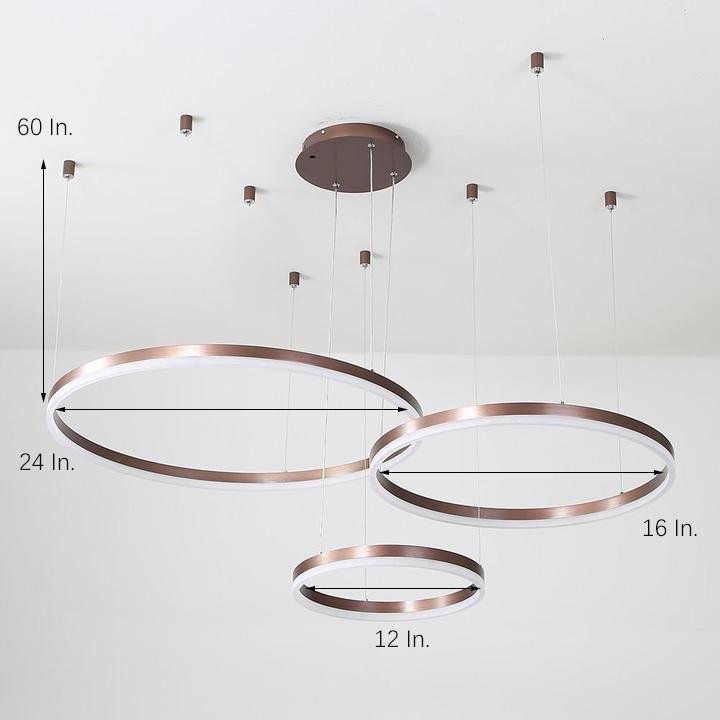 3 Ring Modern Gold Coffee Electroplated Dining Room Chandelier