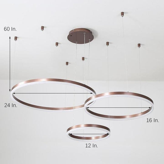 3 Ring Modern Gold Coffee Electroplated Dining Room Chandelier