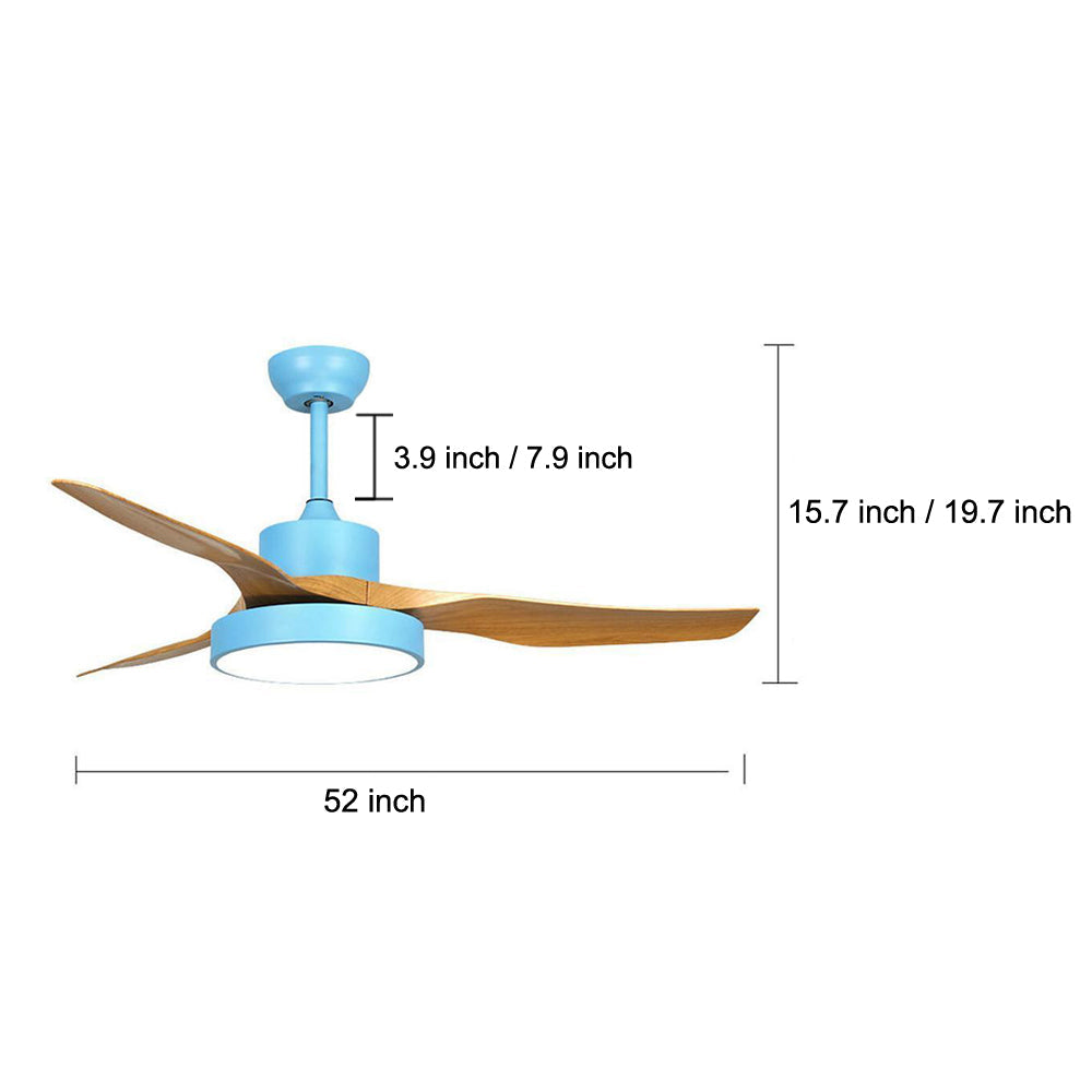 3-Blade Rustic Ceiling Fan with LED Light