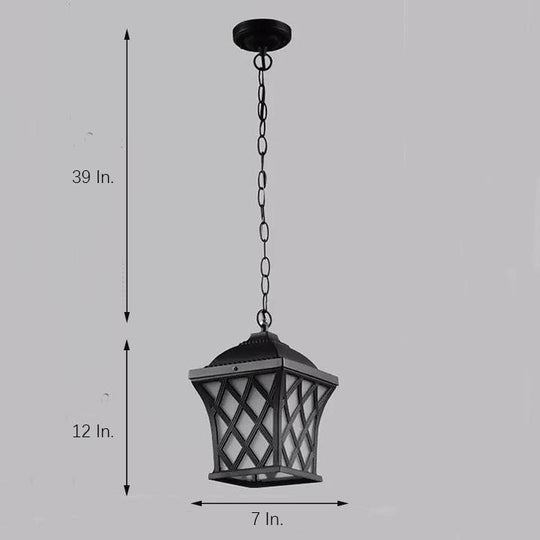 Classic Electroplated Metal Glass Lantern Traditional Pendant Light