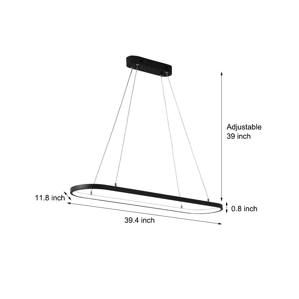 Rounded Rectangular Aluminum LED Chandelier Ceiling Light