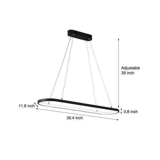 Rounded Rectangular Aluminum LED Chandelier Ceiling Light