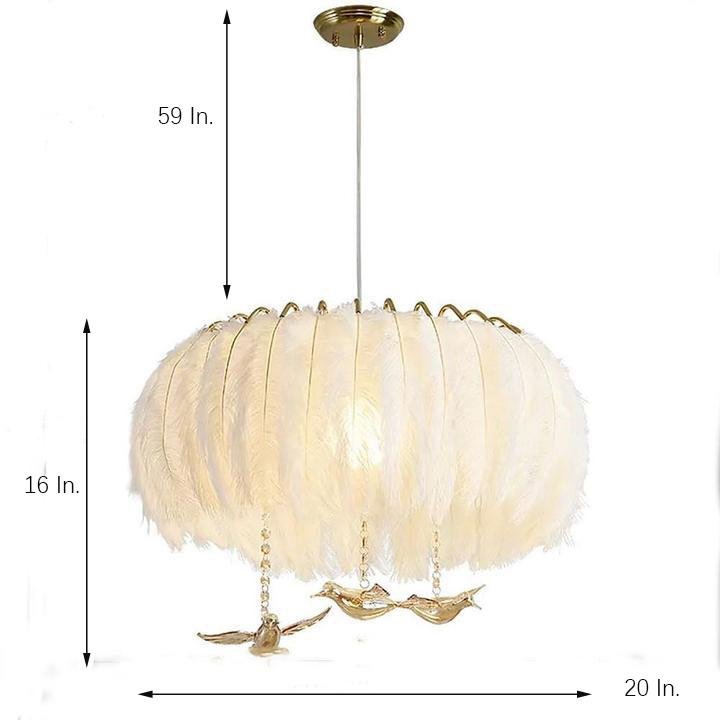 Modern Contemporary Drum Light Feather Chandelier