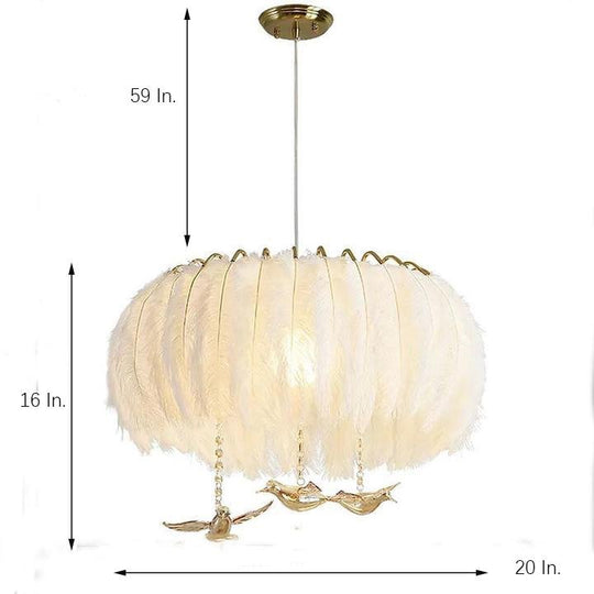 Modern Contemporary Drum Light Feather Chandelier