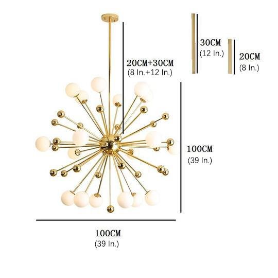 Nordic Globe Sputnik 18-Bulb LED Chandelier – Modern Gold Finish