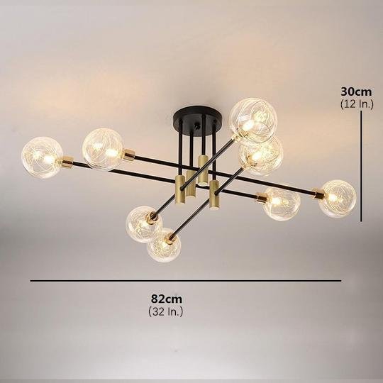 8-Light Electroplated Metal Glass LED Modern Flush Mount Lighting