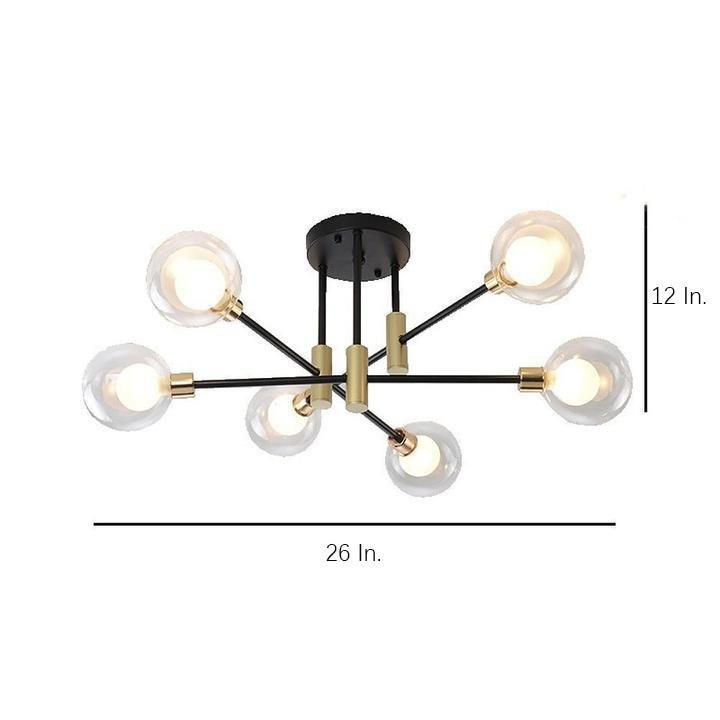 Modern Metal Glass Flush Mount Sputnik LED Bedroom Ceiling Light