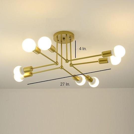 8-Light Modern Linear Gold Flush Mount LED Ceiling Light