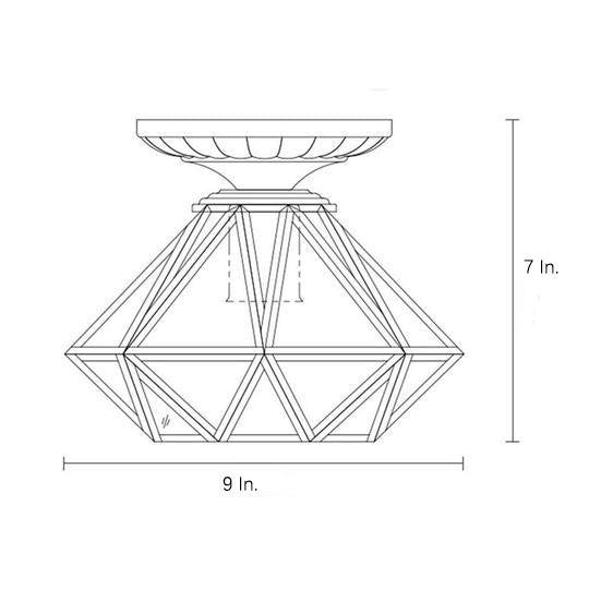 Vintage Lantern Metal Glass Flush Mount Ceiling Light – Industrial Style