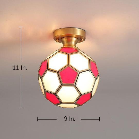 Football Electroplated Copper Glass LED Modern Ceiling Light – Flush Mount
