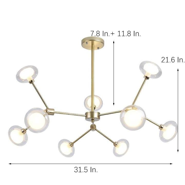 9-Light Glass LED Nordic Sputnik Chandelier – Modern Hanging Ceiling Light