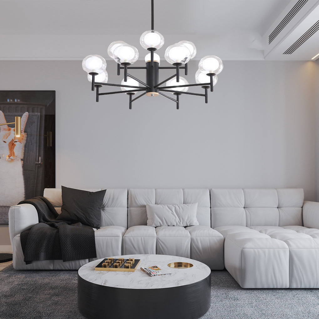 Nordic Style Sputnik Chandelier with 12 Glass Bulbs