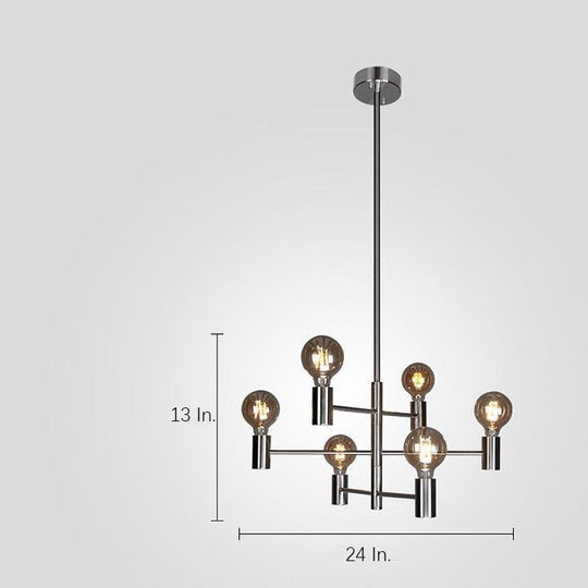 Nordic Black Sputnik Industrial 6-Bulb LED Chandelier