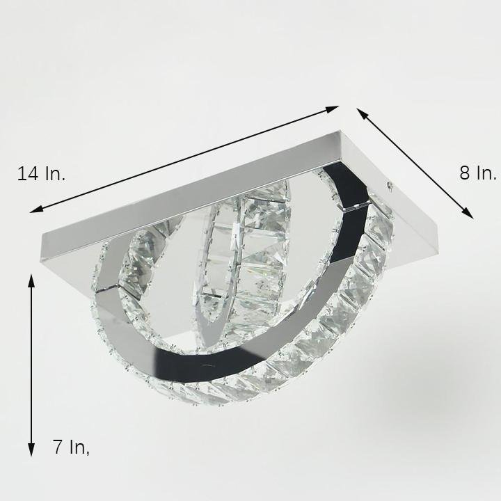 Small Crystal Semicircular LED Flush Mount Ceiling Light