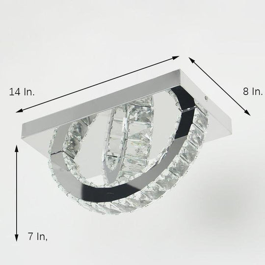Small Crystal Semicircular LED Flush Mount Ceiling Light