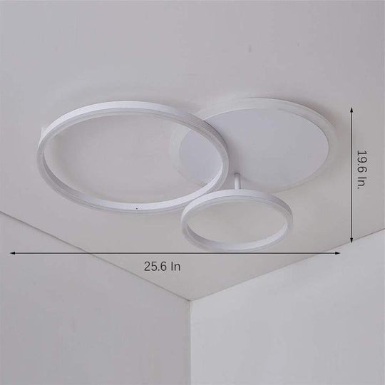 3 Layers LED Modern Circle Flush Mount Light 3 Color Dimmable 26" x 20"