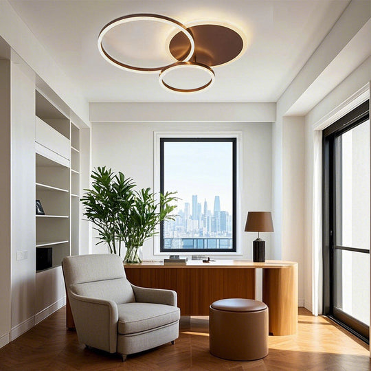 3 Layers LED Modern Circle Flush Mount Light 3 Color Dimmable 26" x 20"