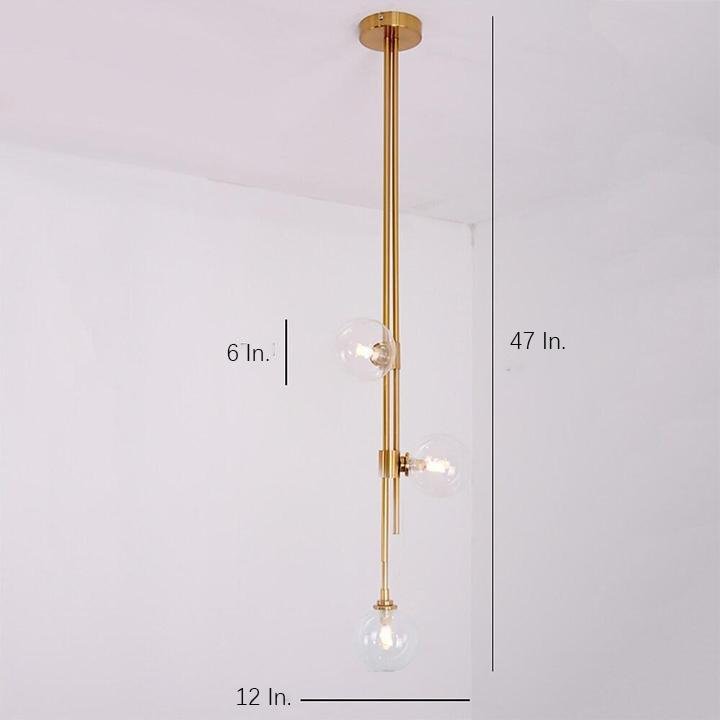 Elongated Gold Metal Glass LED Pendant Light