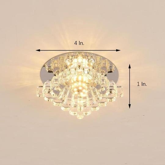 Geometric Crystal Flush Mount Ceiling Light – Modern LED Kitchen Fixture
