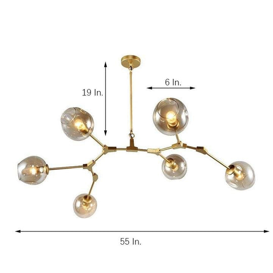 Nordic Contemporary Molecule Chandelier – 6-Light Blown Glass Ceiling Fixture