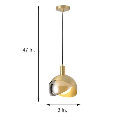 Industrial Dual-Tone Semi Globe Glass Pendant Light