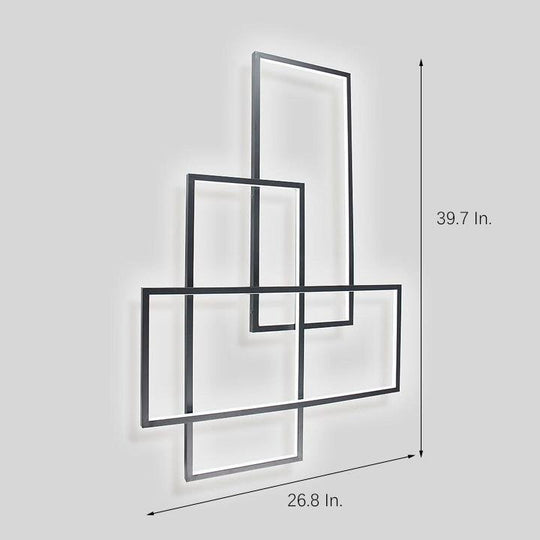 Overlapping Rectangles Aluminum Geometric LED Flush Mount Ceiling Light