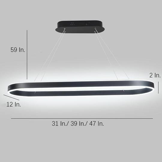 Rounded Rectangle LED Dimmable Modern Pendant Chandelier