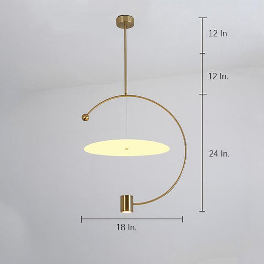 Electroplated Metal Semi-Circular LED Gold Nordic Pendant Light