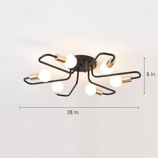 Linear Metal Flower Shaped LED Modern Flush Mount Ceiling Light