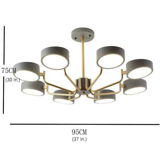 8-Light Modern LED Chandelier – Fixed 24" Hanging Height, 3000 K–5400 K