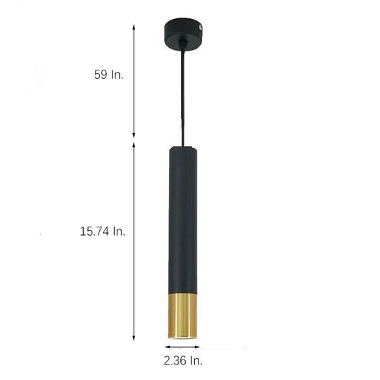 Elongated Cylinder Black and Gold LED Pendant Light