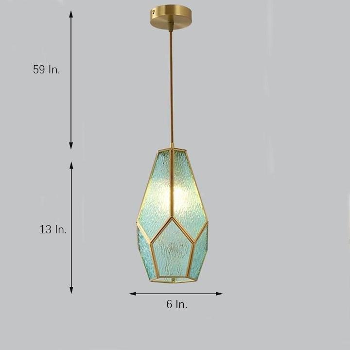 Elongated Cylindrical Glass & Metal LED Pendant Light