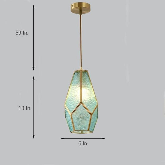 Elongated Cylindrical Glass & Metal LED Pendant Light