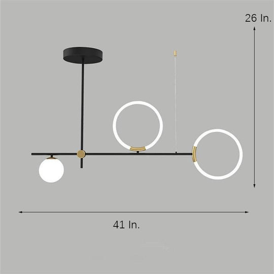 Circles LED Black Modern Chandelier Pendant Light