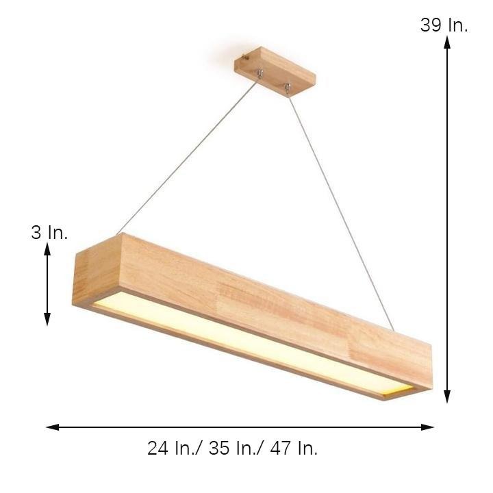 LED Rectangular Rustic Wood Chandelier
