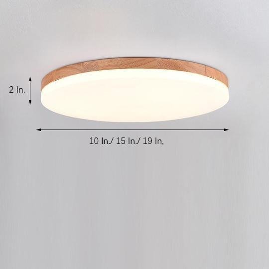 Circular Minimalist Flush Mount Wood Acrylic LED Ceiling Light